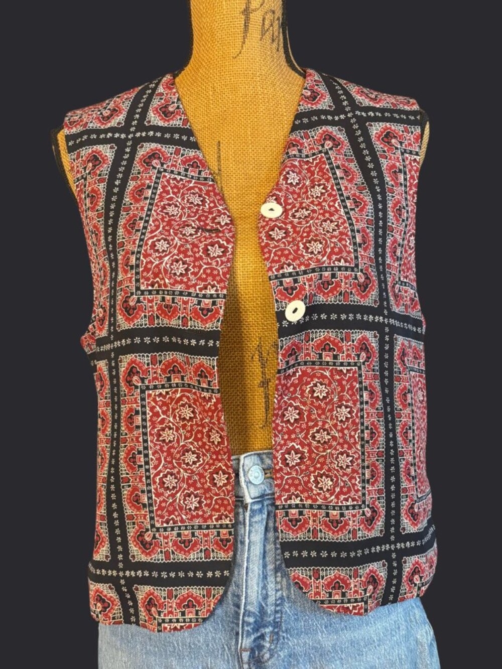 Vintage Western Bandana Crop Top Vest Size M